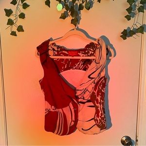 vivienne westwood red label blouse with red & black print and logo buttons